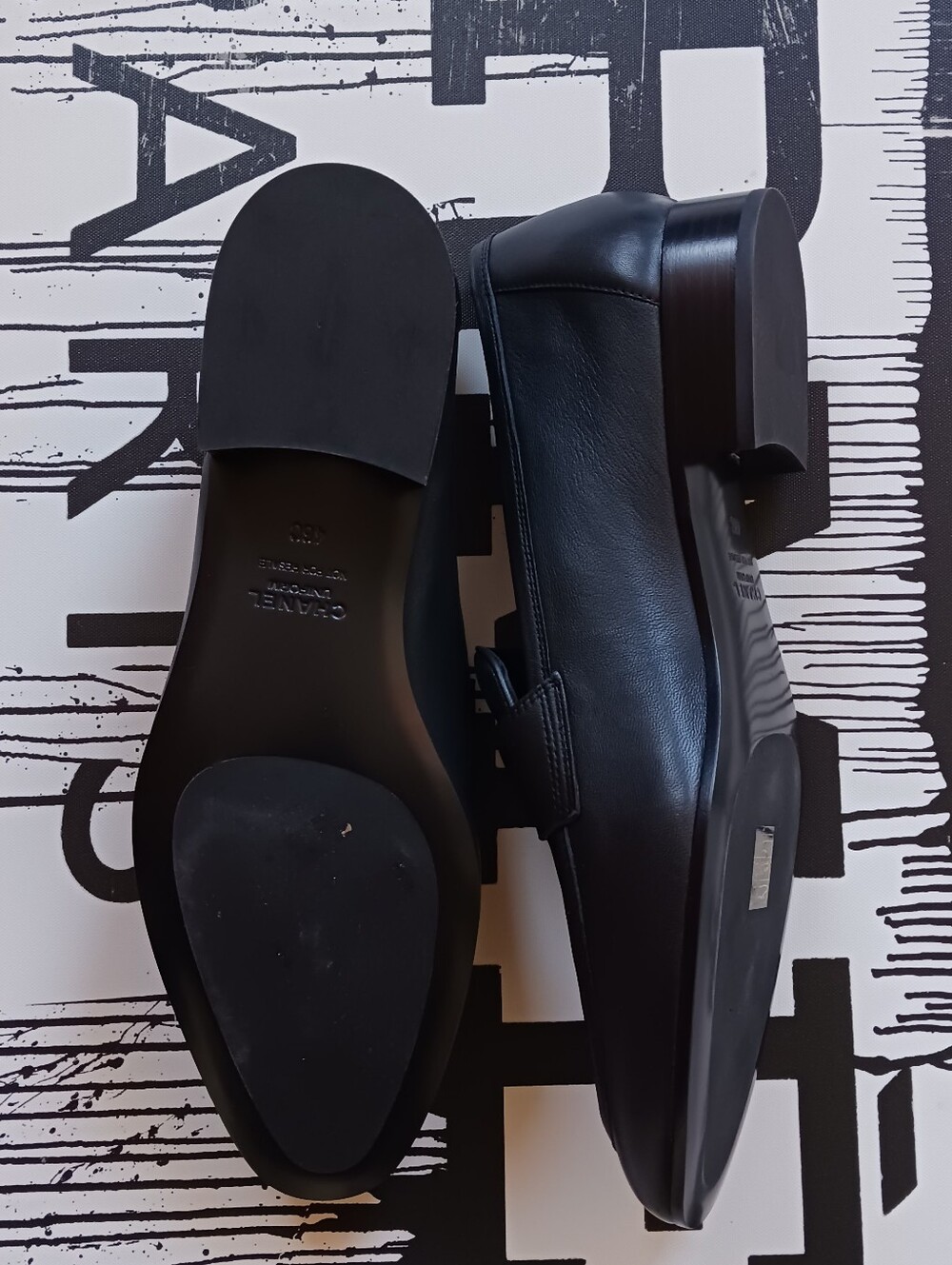 Chanel Uniform Black Leatger Loafers Size 46C,new Never Used - Picture 15 of 16